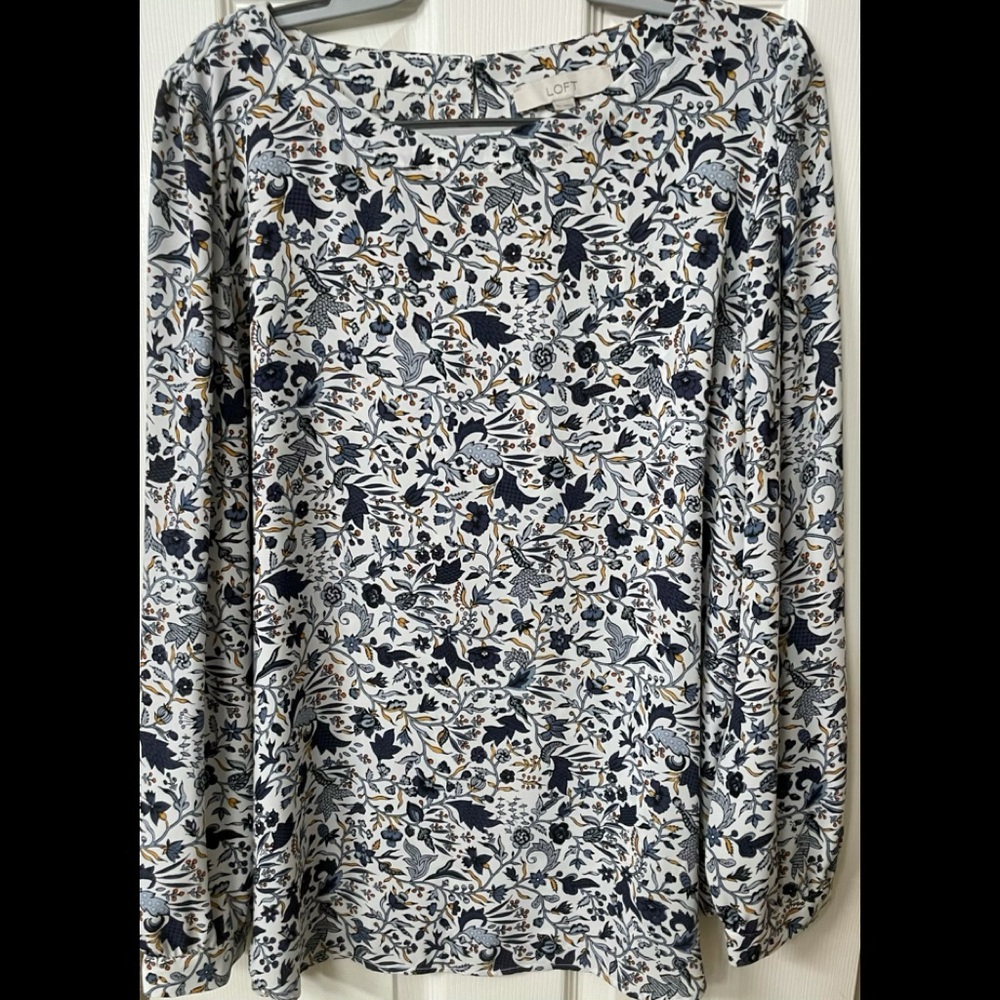 Ann Taylor Loft Long Sleeve Floral Print Blouse Size XL